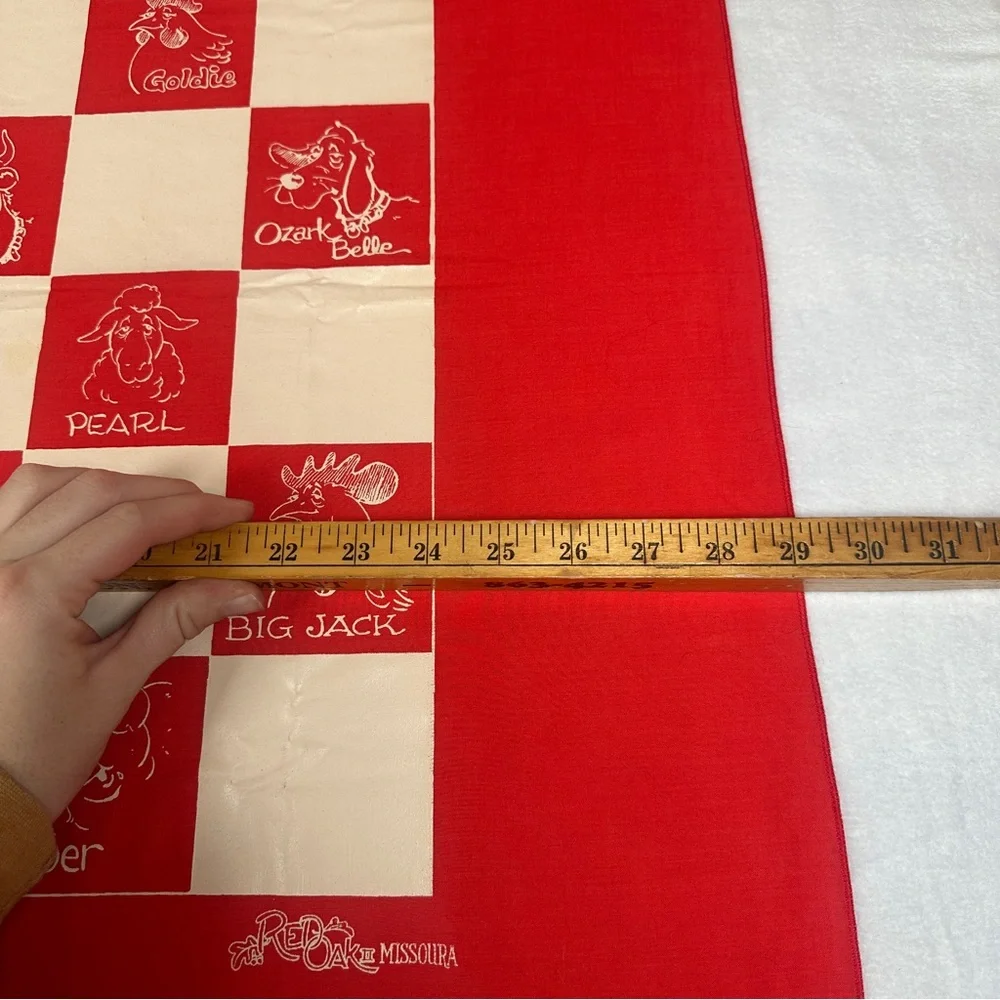Vintage Scarf‎ Red White bandanna neck scarf bag farm animal country